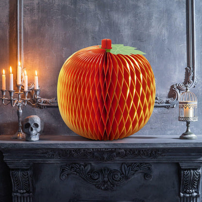 Weekgrat 20'' Giant Honeycomb Pumpkin Decoration Orange Reusable Fall Decor