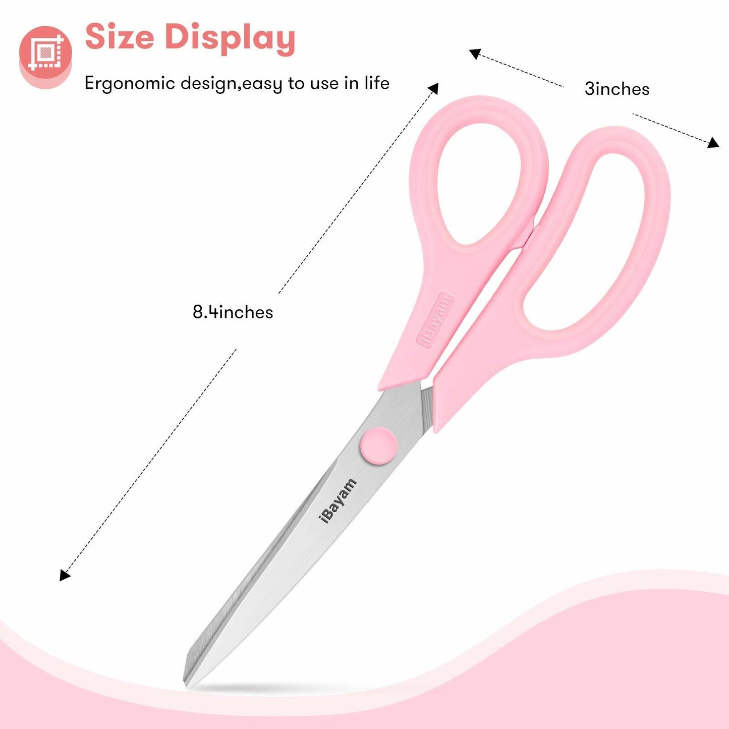 [Like New] iBayam 8" All Purpose Scissors 3-Pack Ultra Sharp 2.5mm Blade Shears