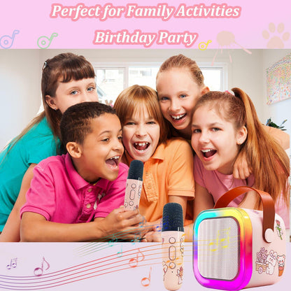 [Like New] KBG Mini Karaoke Machine Kids Bluetooth Speaker 2 Wireless Mics Black