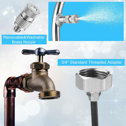 Reallnaive Stainless Steel Patio Misting Fan Kit 2 Set 26ft Line Brass Nozzles