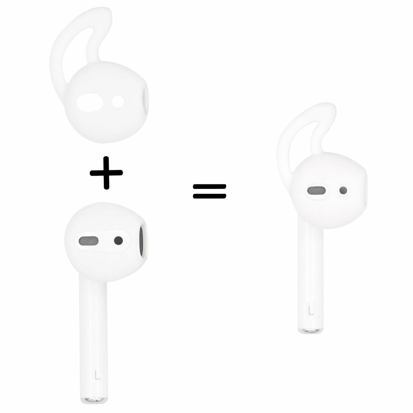 JNSA Ear Tips & Sports Hooks for AirPods Super Thin Charging-Friendly White