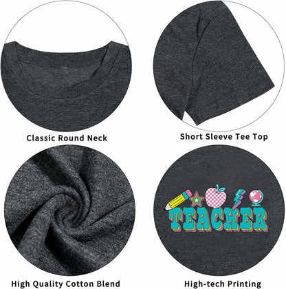 CHULIANSWEET Teacher Shirt Women Teach Kindness Graphic Tee DarkGrey2 Size XL