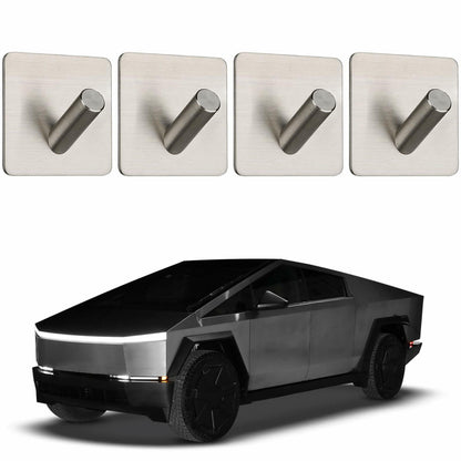 TSTESE 4PCS Stainless Steel Trunk Hooks for Tesla Cybertruck 2024-2025 Silver