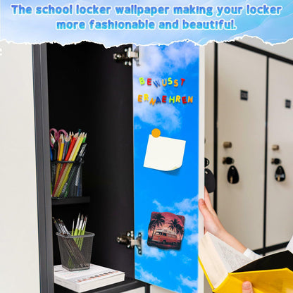 Ninehaoou School Locker Wallpaper 12x36in 4pcs Sunset Sky Clouds Fresh Color