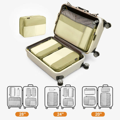 SOARSAIL 6 Set Compression Packing Cubes Travel Luggage Organizer Yellow