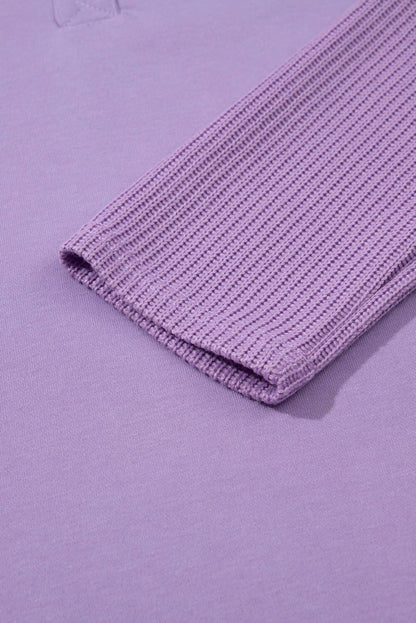 SHEWIN Women Oversized Button Up Sweatshirt Purple Size L