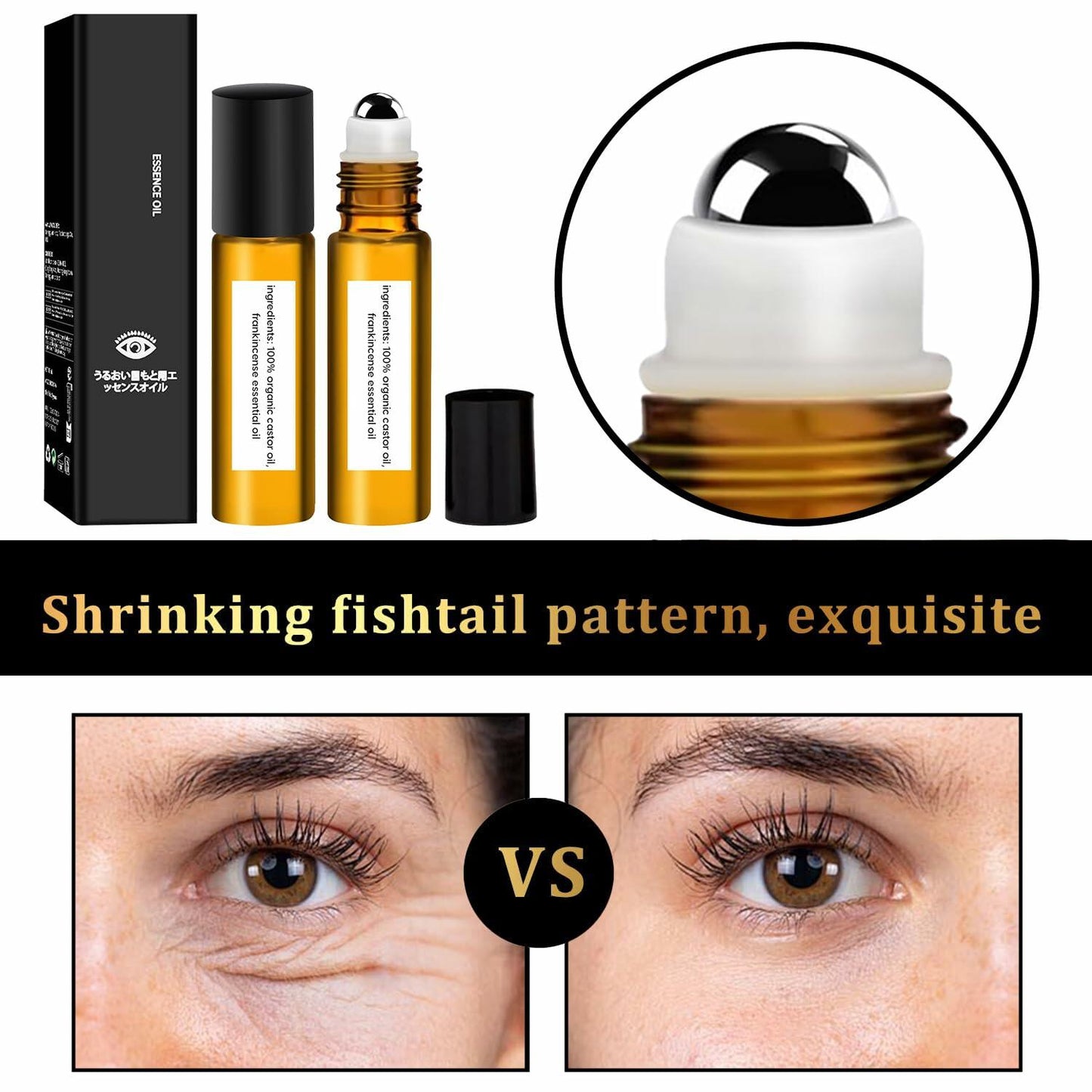 WEEMAY Eye Essence Castor & Frankincense Oil Roller Ball 0.33oz 3 Pcs