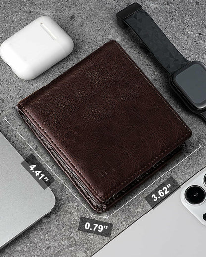 FLETUTE Full-Grain Leather Slim Airtag Wallet Mens Luxury Blue