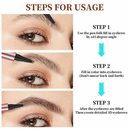 YIWANLLE 3D Microblading Eyebrow Tattoo Pencil Waterproof C-Black 1 Count