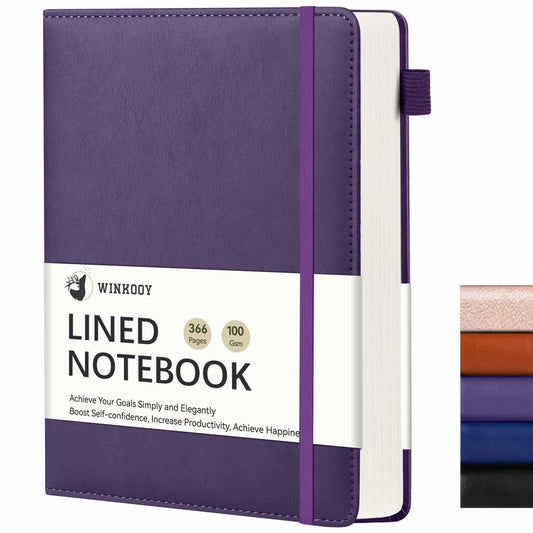 Winkooy Leather Hardcover Lined Journal Notebook A5 366 Pages Pen Loop
