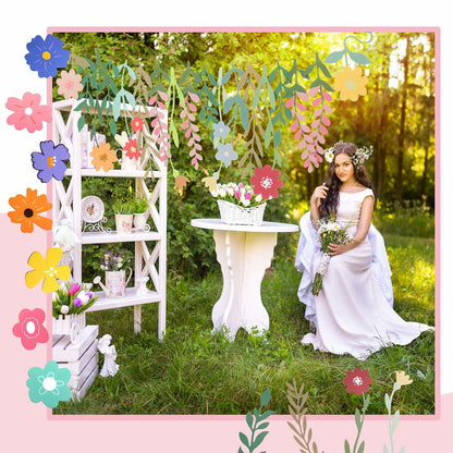 Epakh 8.2ft Colorful Wildflower Daisy Paper Garland Banner Spring Summer
