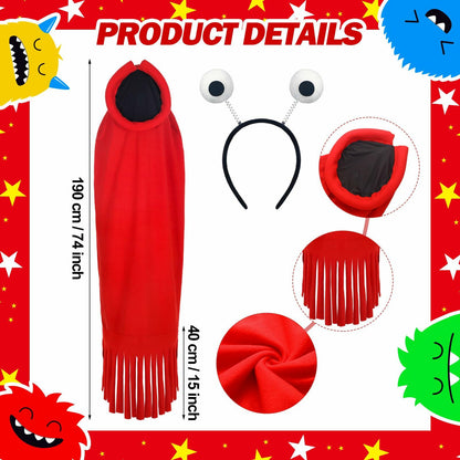 Breathffy Halloween Costume Set Red Cloak & Big-Eyed Headband Unisex