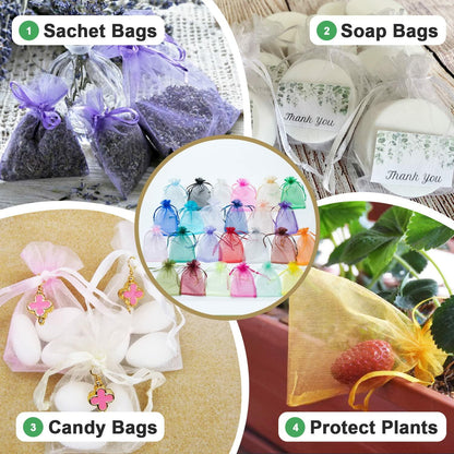Ableme Deco Purple Organza Drawstring Bags 3x4 Inch 100 Pcs
