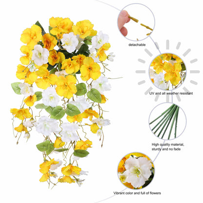 Ivydale Artificial Hibiscus Hanging Flowers Silk 2pcs Yellow White Vines