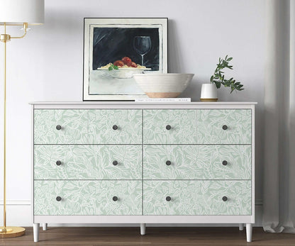 Fiula Peel and Stick Wallpaper Green White Leaf 17.3inx78.7in Removable Vinyl