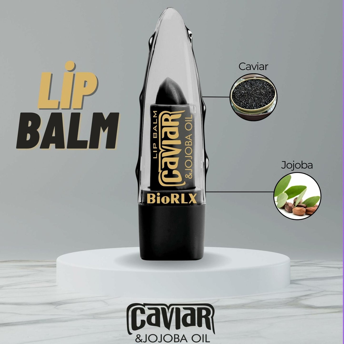 BioRLX Aloe Vera Lip Balm Caviar Jojoba Oil 0.12oz Pack of 2
