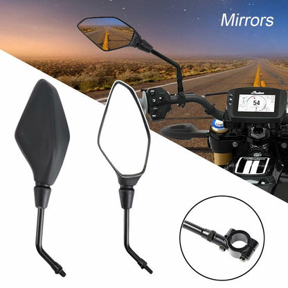 Generic Universal Motorcycle Rear View Side Mirrors 10MM 8MM Black Screw Mount