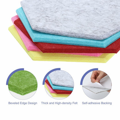 PATIKIL Felt Bulletin Board 12x10in 6 Pack Hexagon Tiles Light Camel