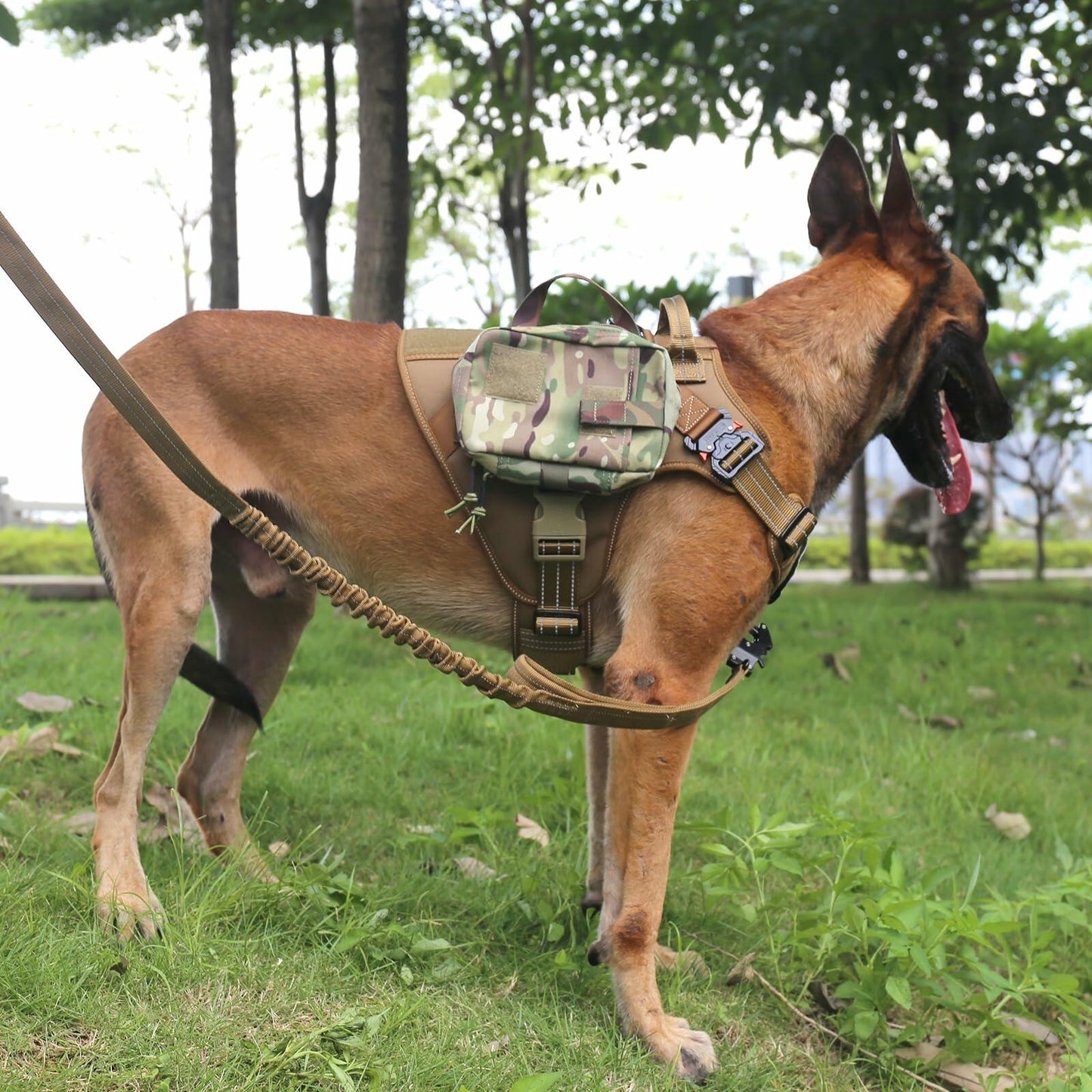 ICEFANG GN1 Reflective Tactical Dog Harness MOLLE Brown Pack of 1 Size XL