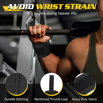Turakun Lifting Straps Wrist Wraps Heavy Duty Neoprene Cotton Black