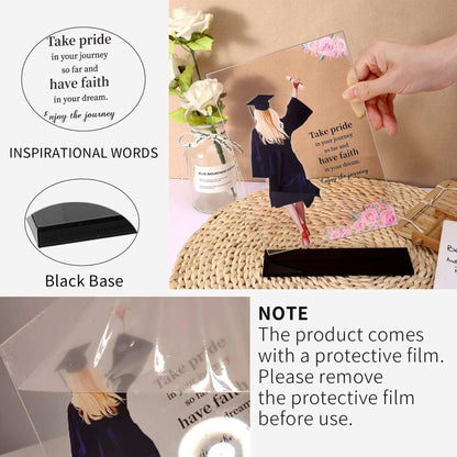 Kiwayo Acrylic Inspirational Graduation Keepsake Gift for Her Black
