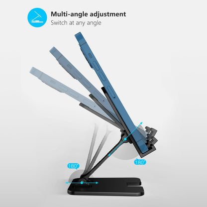 Meliya Foldable Aluminum Adjustable Cell Phone Stand Holder for Desk Silver
