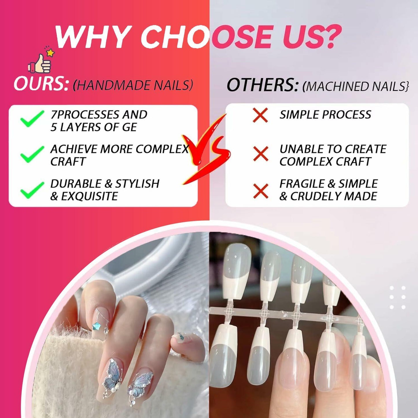 10PCS Handmade Luxury 3D Press-On Nails Reusable Hand-Painted Gel Kit CL-9006-L