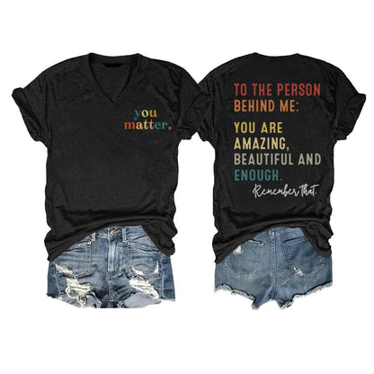 MOGUI Women’s “Dear Person Behind Me” Jesus Loves You Funny Black T-Shirt