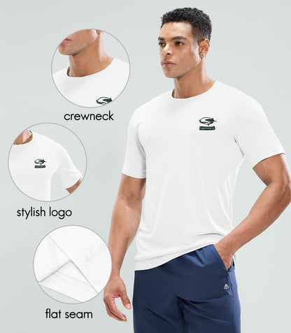 Haimont Men’s Sun Protection Fishing Shirt Short Sleeve White L Lightweight