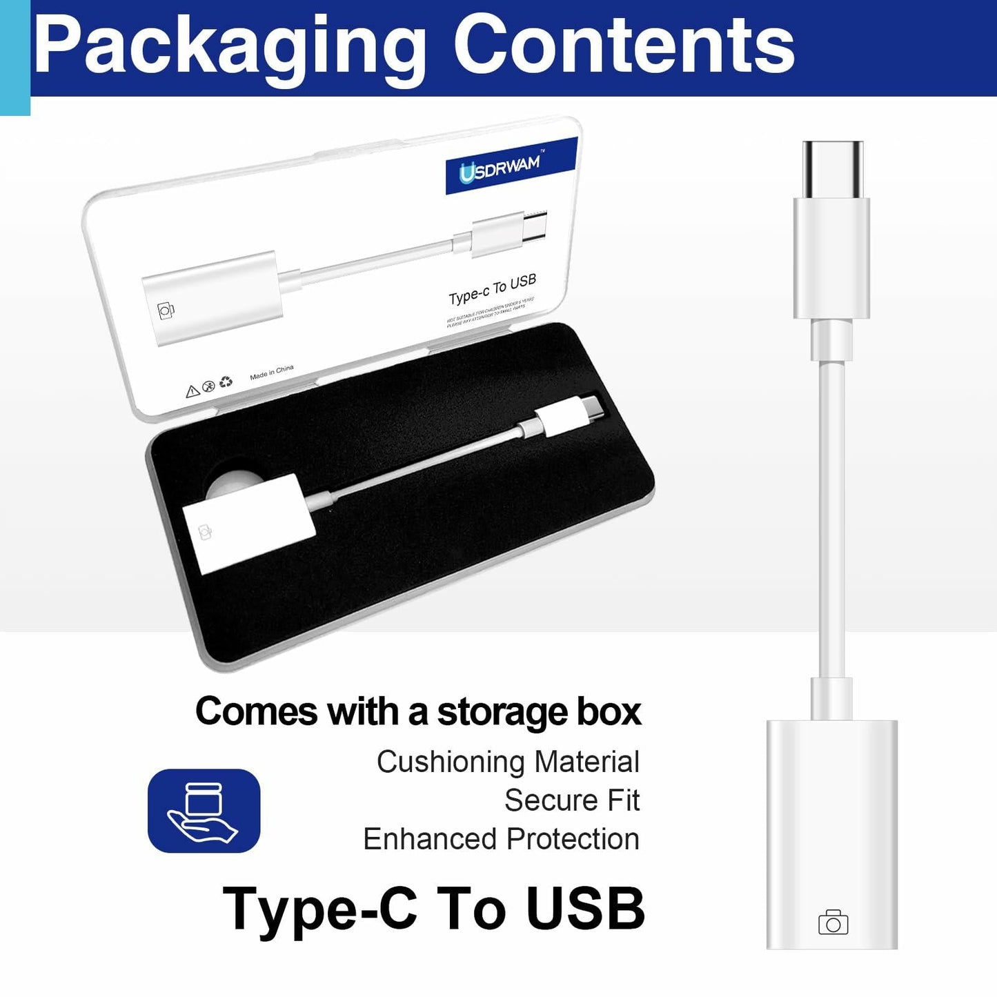 Usdrwam 8-Pin Male to USB 3.0 Female OTG Adapter Cable 2 Ports