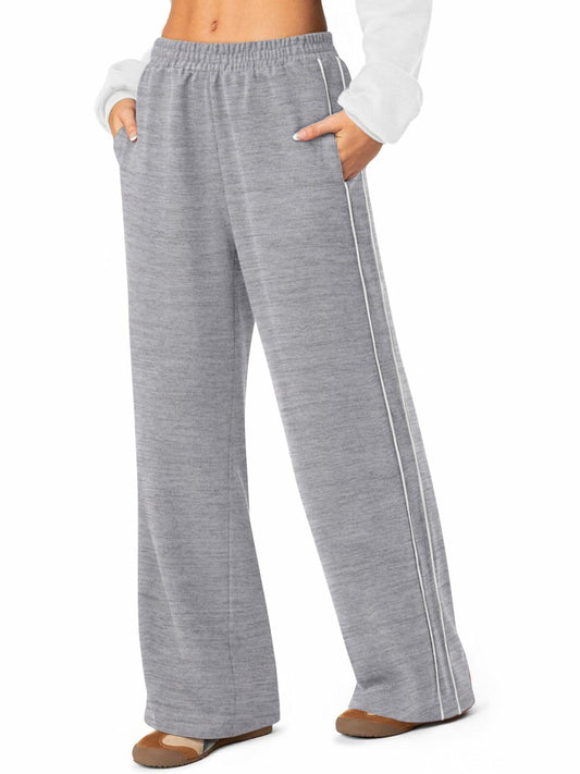 NIMIN Women's Wide Leg Sweatpants High Waist Cotton Light Grey Size S