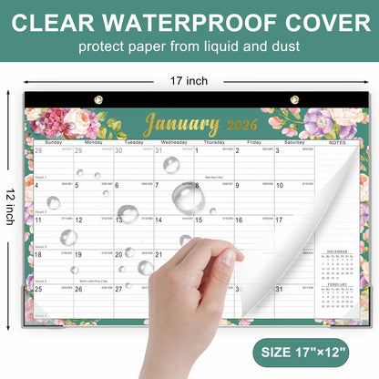 Lbylyhxc 2026 18-Month Desk Calendar Flowers 17x12 inches