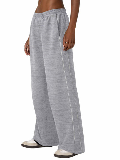 NIMIN Women's Wide Leg Sweatpants High Waist Cotton Light Grey Size S