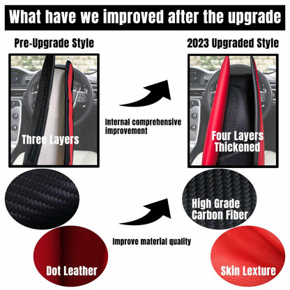 MVJAA Carbon Fiber Leather Seat Belt Covers, Thickening Pad, 2 Pack Black