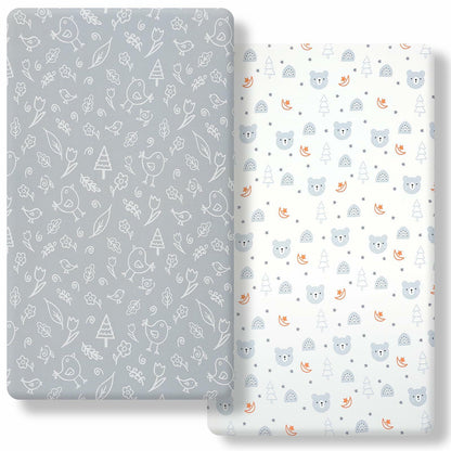 FHMJYH 2PC Super Soft Stretch Knit Crib Sheet Set Microfiber 52x28 Brown Beige