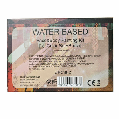 8 Neon UV Face & Body Paint Kit – Water-Based, Glow, Washable, Halloween