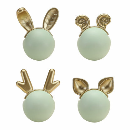 Evionlin 2pcs Green Rabbit Ceramic Cabinet Handles Kitchen Drawer Pulls