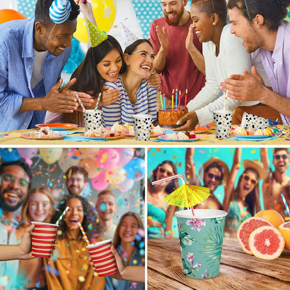 PAW 50-Pack Disposable Paper Cups 8.5oz Hot & Cold Ice Cream Theme