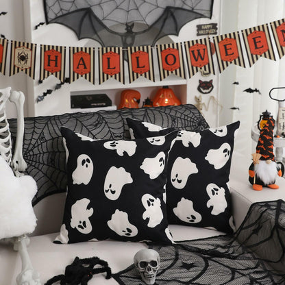 DFXSZ Halloween Pillow Covers Set of 2 16x16 Ghost Decor Black