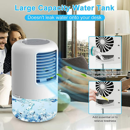 YUYTE Portable Air Conditioner Cooler Humidifier 3 Speeds 7 Colors 500ML White