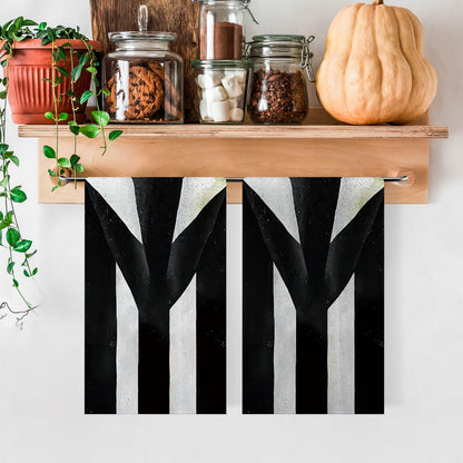 Jiudungs Halloween Kitchen Towels Set of 2 Black White Stripe 18x26 Inch