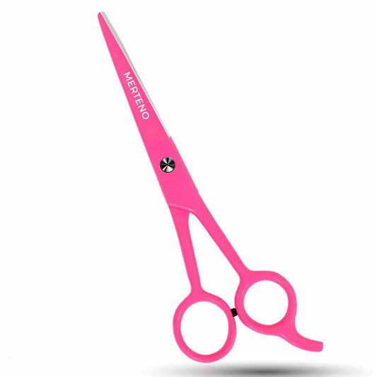 MERTENO Professional Hair Scissors 6.5 Inch Pink Rubber Handle Shears