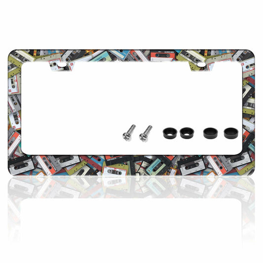Cassette Music Tape License Plate Frame Stainless Steel 6.3x12.2 in