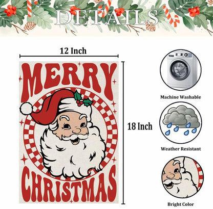 Fapulee Merry Christmas Garden Flag 12x18 Double Sided Santa Outdoor