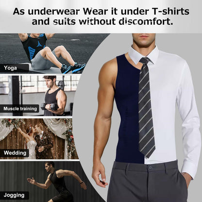 Casey Kevin Sleeveless Gynecomastia Compression Shirt Body Shaper Navy Blue XL