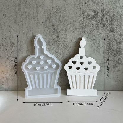 DIY Heart Cake Tea Light Candle Holder Silicone Mold for Resin Craft