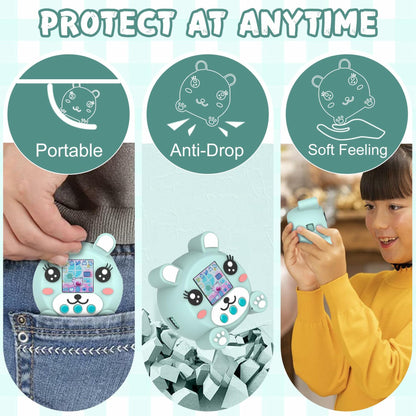 SKRVGOJFG Silicone Case for Punirunes Virtual Pet with Lanyard Blue