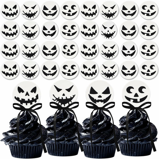 Amyhill Halloween Ghost Cupcake Toppers Rings 48 Pack Party Supplies