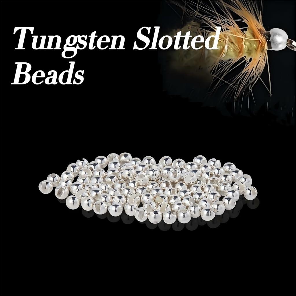 JUIFUTIME Tungsten Slotted Fly Tying Beads 4.0mm Black Nickel 100pcs