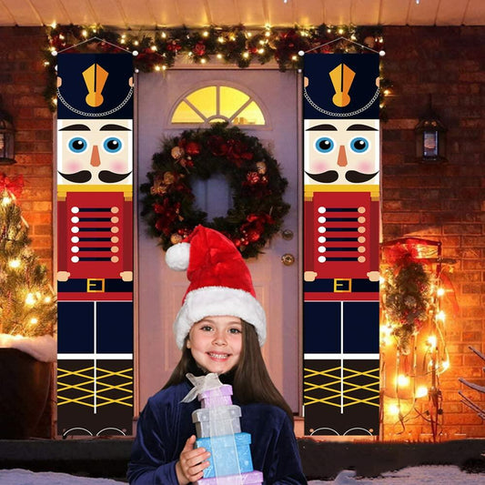 Nutcracker Christmas Banner Porch Sign Front Door Indoor Outdoor Decor